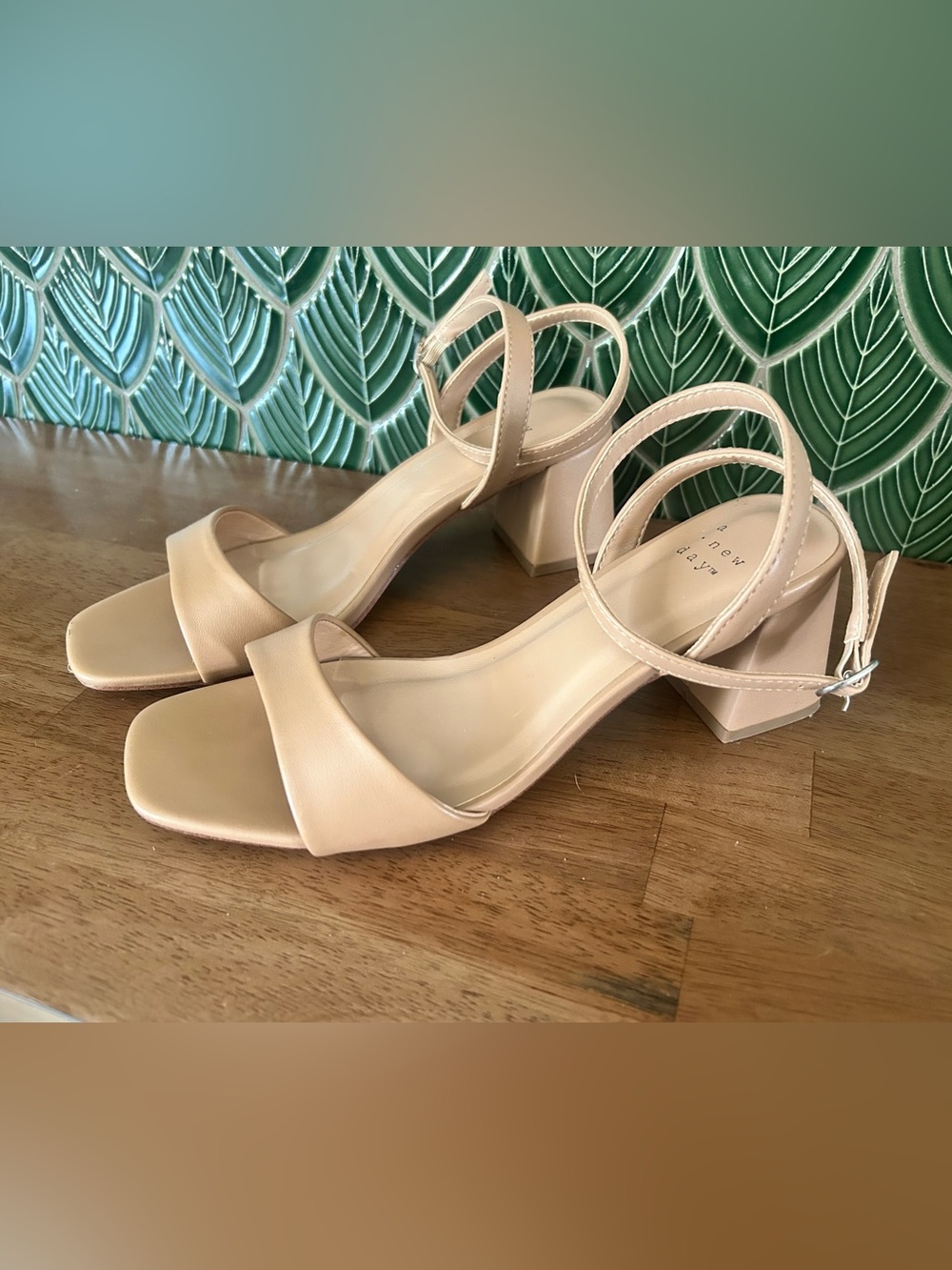a new day Nude Block Heel Sandals with Ankle Strap - Picture 1 of 4